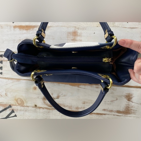 POMELO BEST Neapolitan handbag PU leather shoulder bag crossbody blue purse EUC - Picture 5 of 16